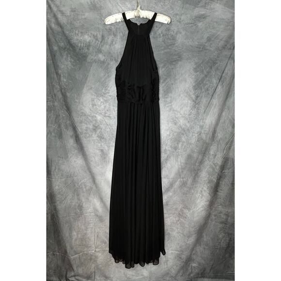 David's Bridal Ball Gown Dress Women Sz 14 Halter Maxi Black Formal Occasion - Picture 3 of 13